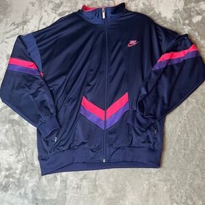 Y2K Nike Womens Track Jacket Blue Pink Purple Zip Up Athletic Sportswear L-XL?